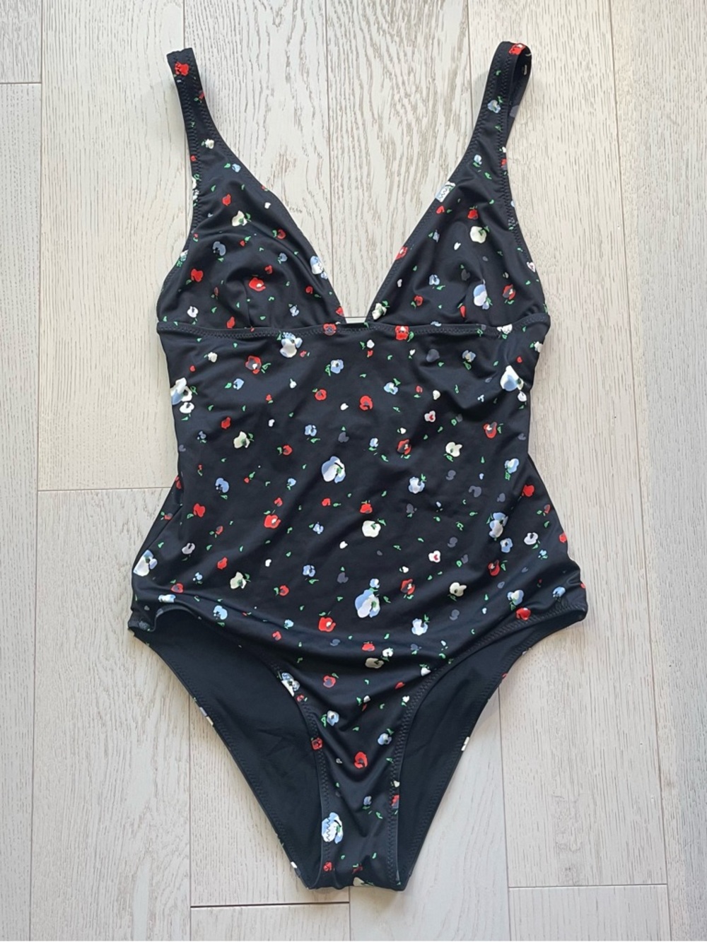 Ganni Black Pineberry Ditsy Floral Black One-Piece Swimsuit Swimwear